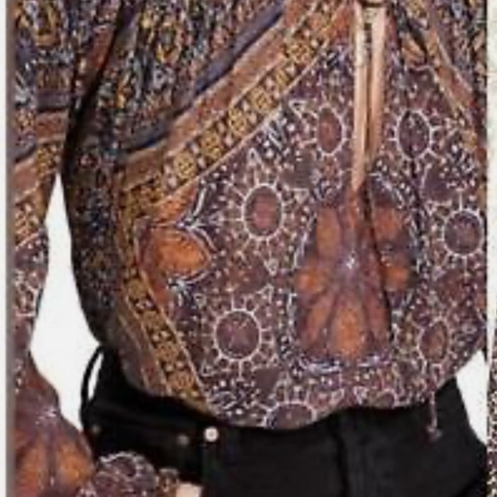 Free People Little Runaway Medallion Bohemian Print Women's Top‎ XS - Picture 10 of 10